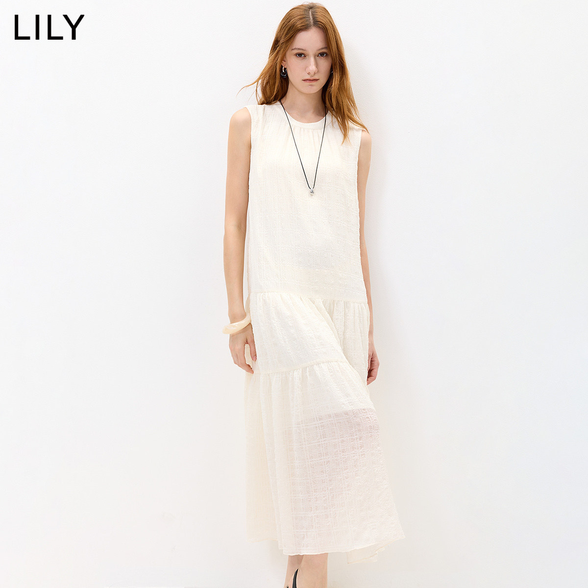LILY秋新法式垂感A字连衣裙