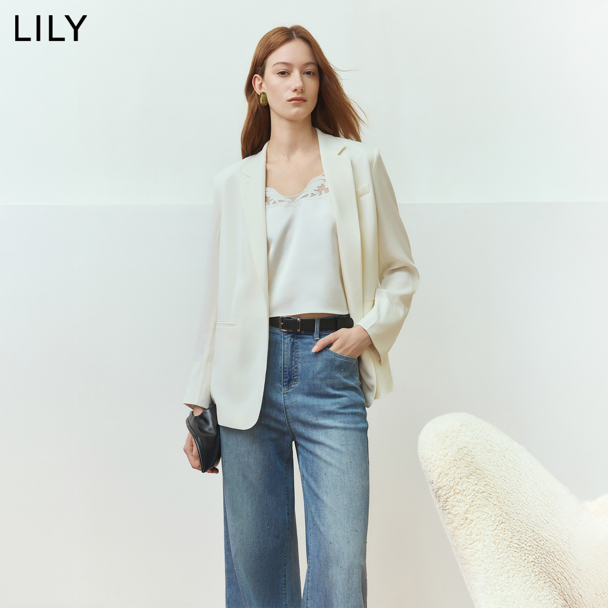 LILY夏新款老钱风薄款西装外套