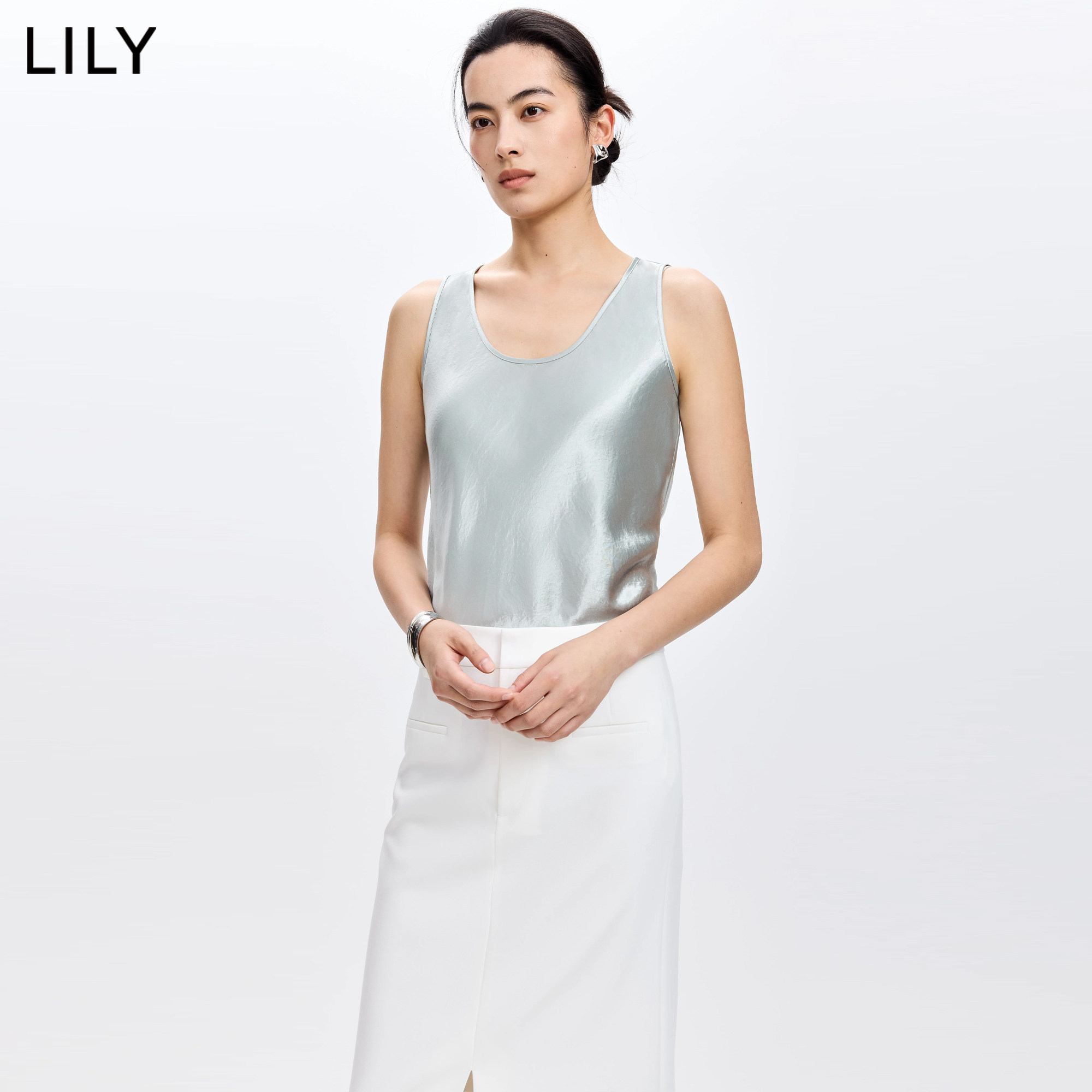 100%醋酸LILY2026春新款女装法式优雅U领气质百搭套头衫背心吊带