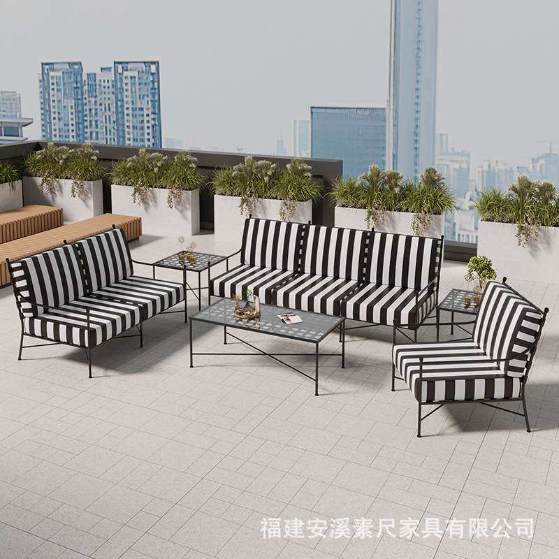 室外铁艺家具桌椅别墅庭院花园阳光房凉亭露天休闲椅户外沙发组合