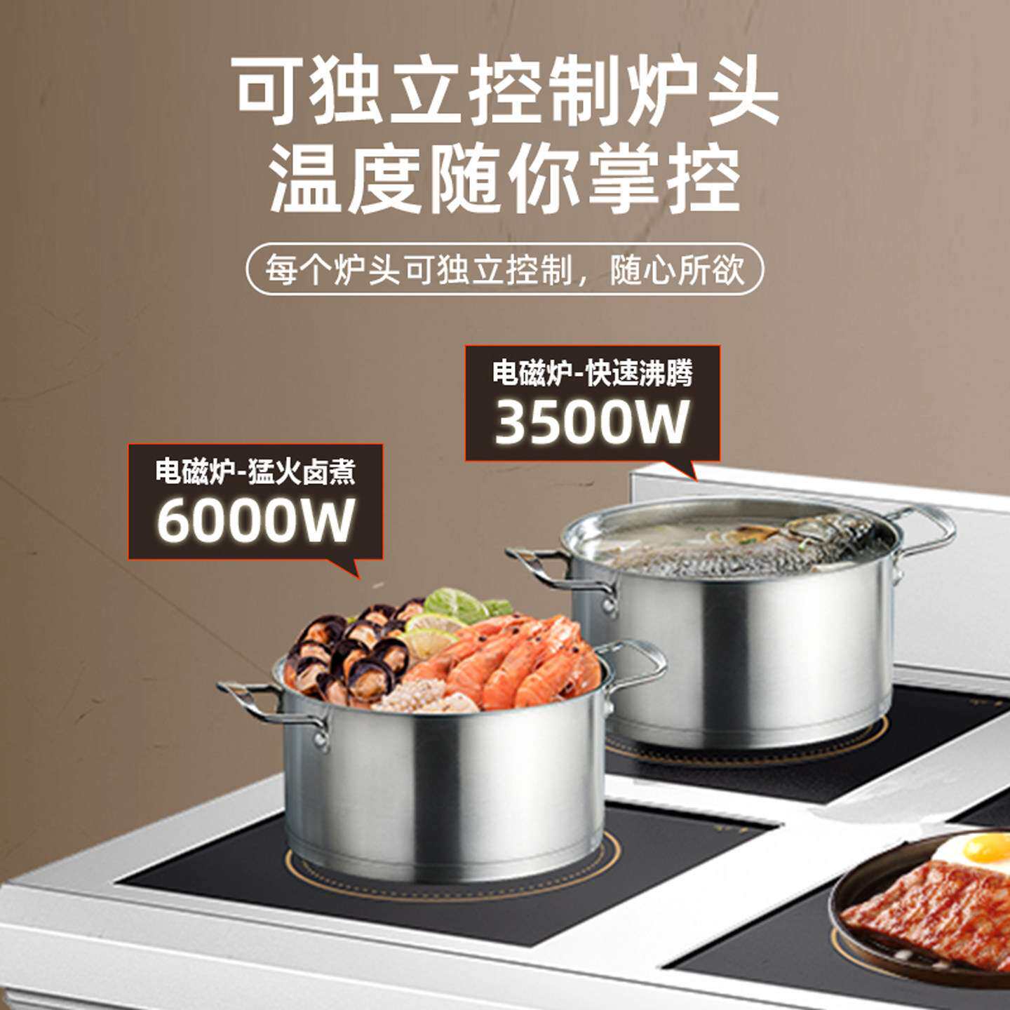 商用煲仔炉大功率3500W多眼电磁炉4头灶6头小吃麻辣烫砂锅电陶炉