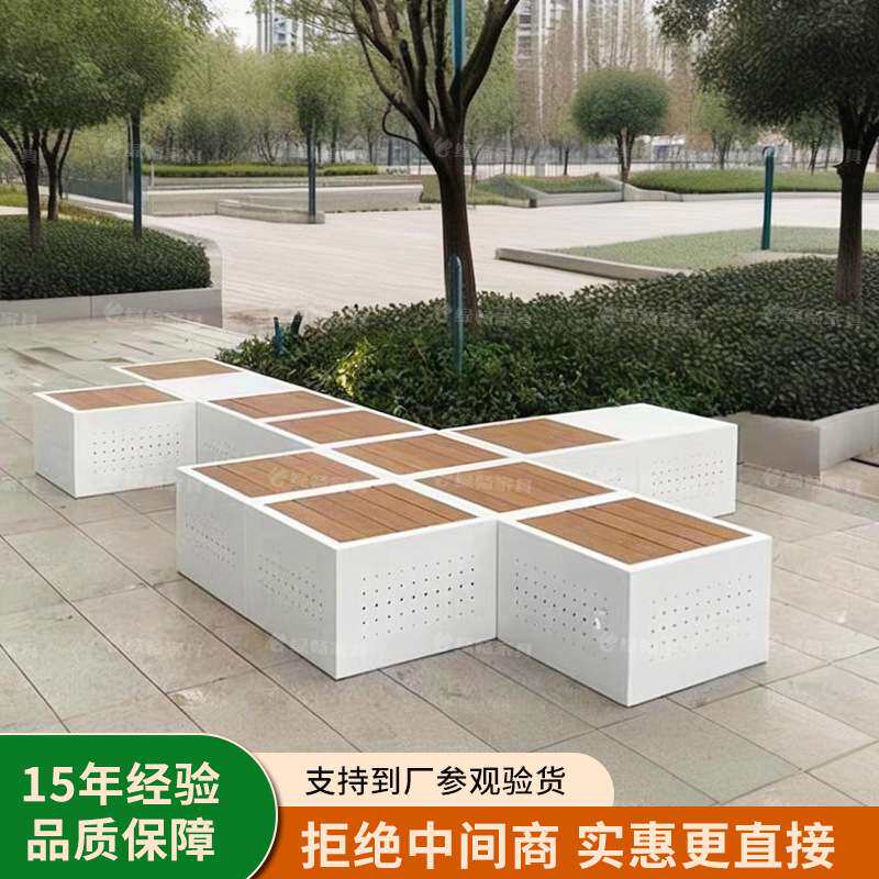 公园椅户外长椅休闲铸铝靠背座椅塑木防腐木长条凳室外庭院椅子