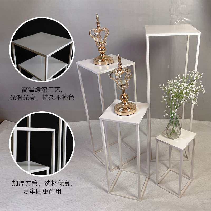 新款婚庆道具长方形四件套几何路引婚礼甜品台立体花器橱窗摆件