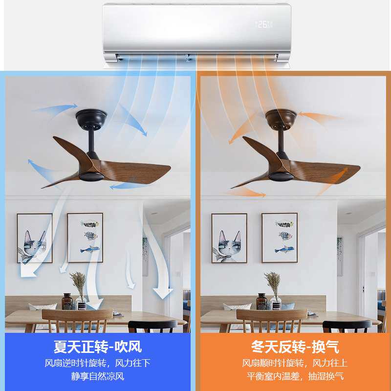 过道复古商用风扇灯吊扇灯简约吸顶卧室电风扇灯家用餐厅客厅吊扇