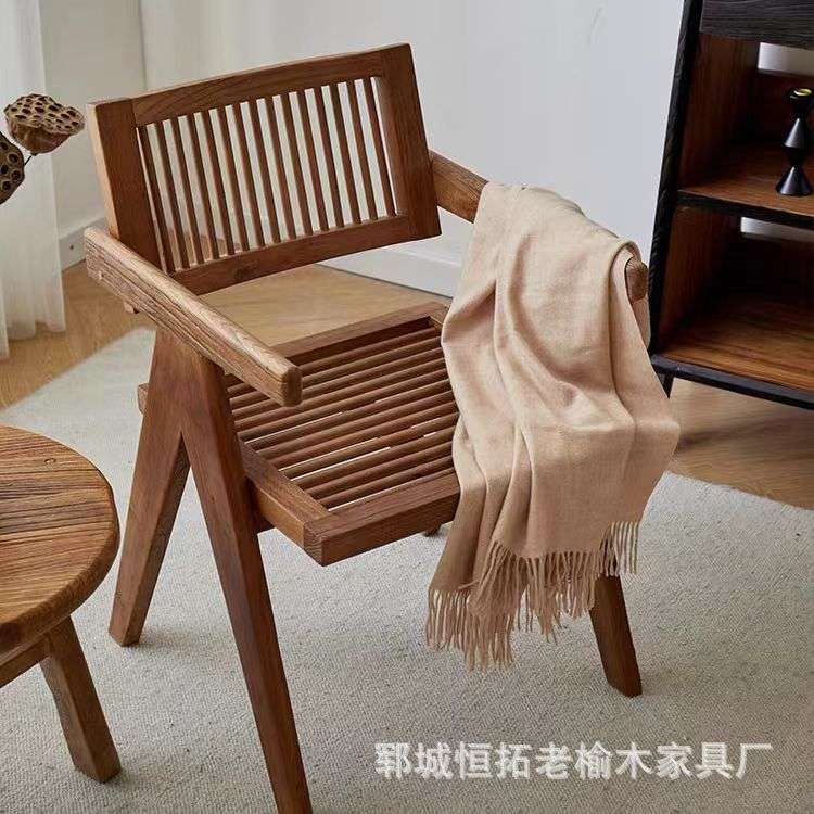 老榆木民谣椅复古咖啡厅椅子单人椅阳台休闲椅办公椅禅意餐椅