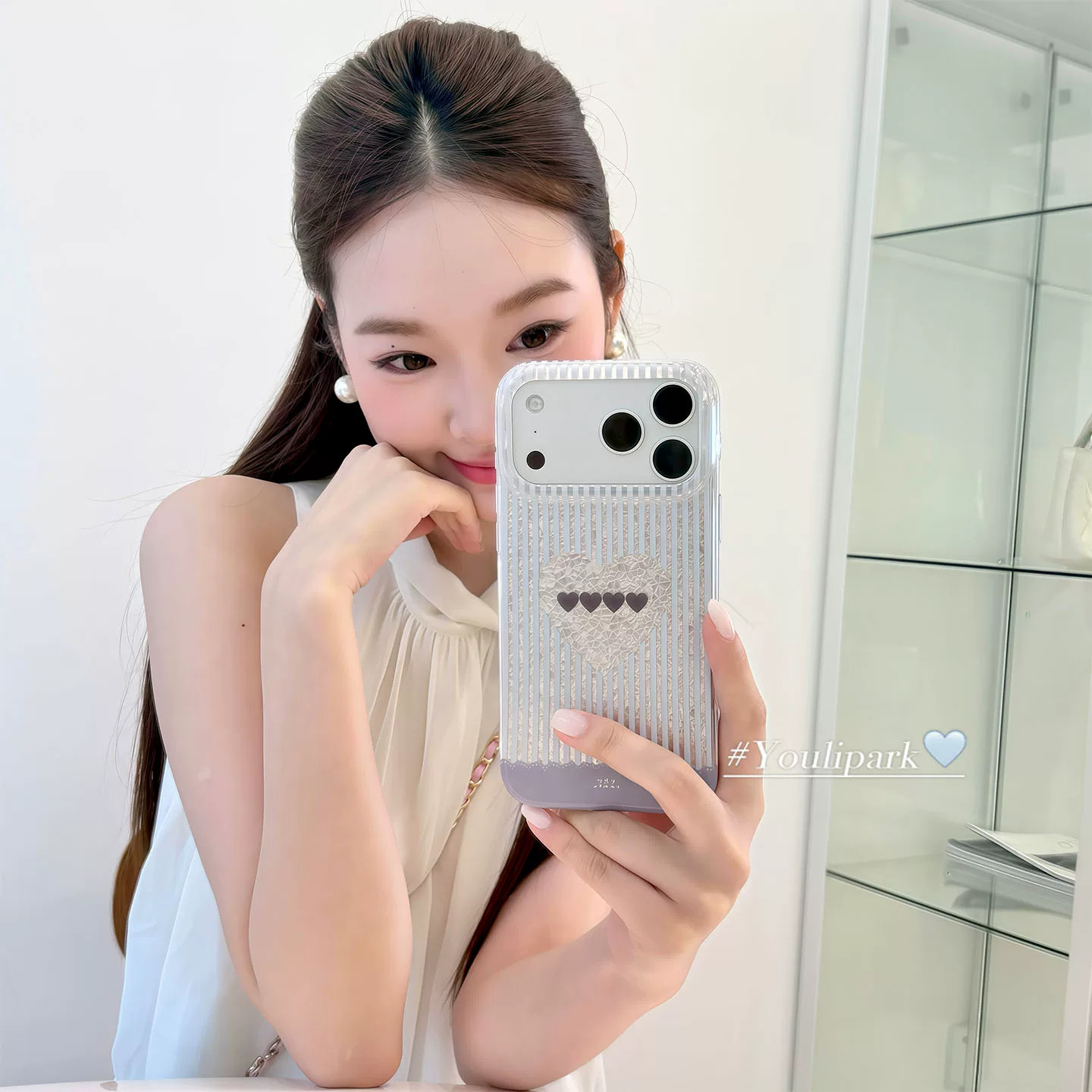 韩系ins风少女钻石纹拼接爱心适用苹果18promax手机壳新款iPhone17pro全包16plus防摔15p保护套14卡通13/12兴