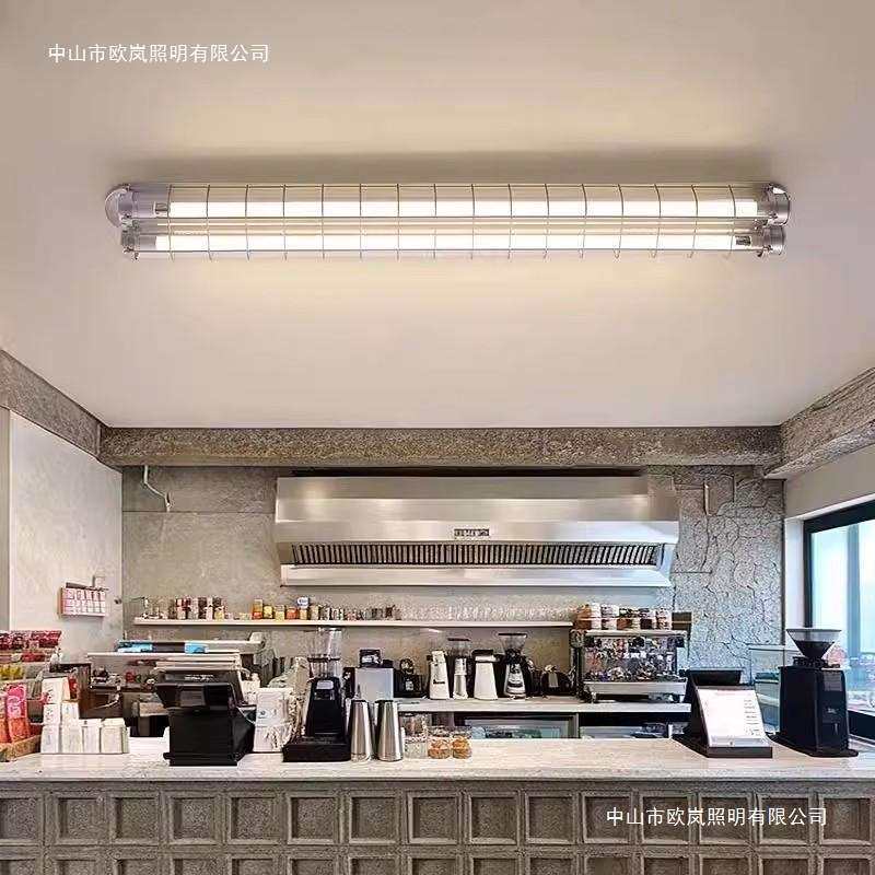 复古工业风吸顶灯咖啡餐厅吧台地下室车库办公室商用长条防爆灯具