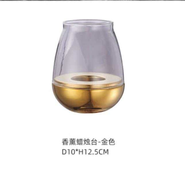 现代简约银色不锈钢玻璃烛台摆件客厅餐桌样板房售楼处软装饰品