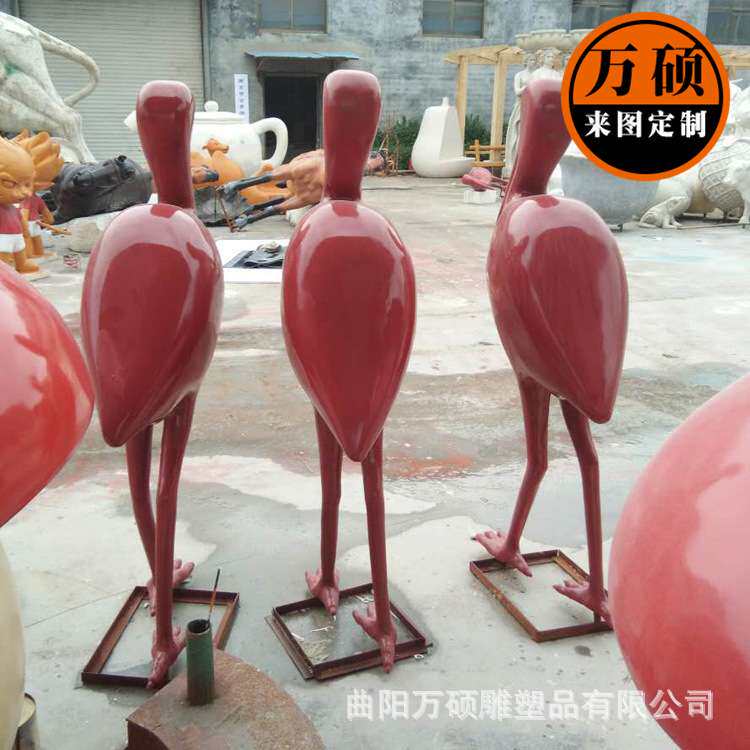 庭院水池装饰园林雕塑 火烈鸟摆设树脂工艺品家居摆件