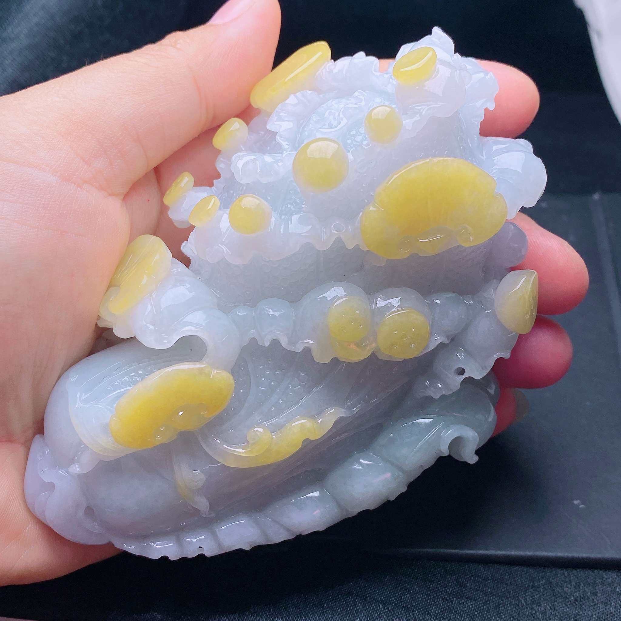 缅甸天然翡翠a货辣绿色白菜手玩件手把件冰黄翡百财小摆件sbj
