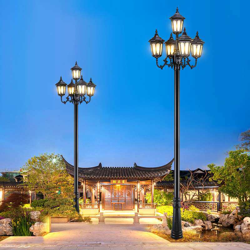 高杆灯室外庭院3米户外防水灯家用220v新农村复古花园别墅led路灯