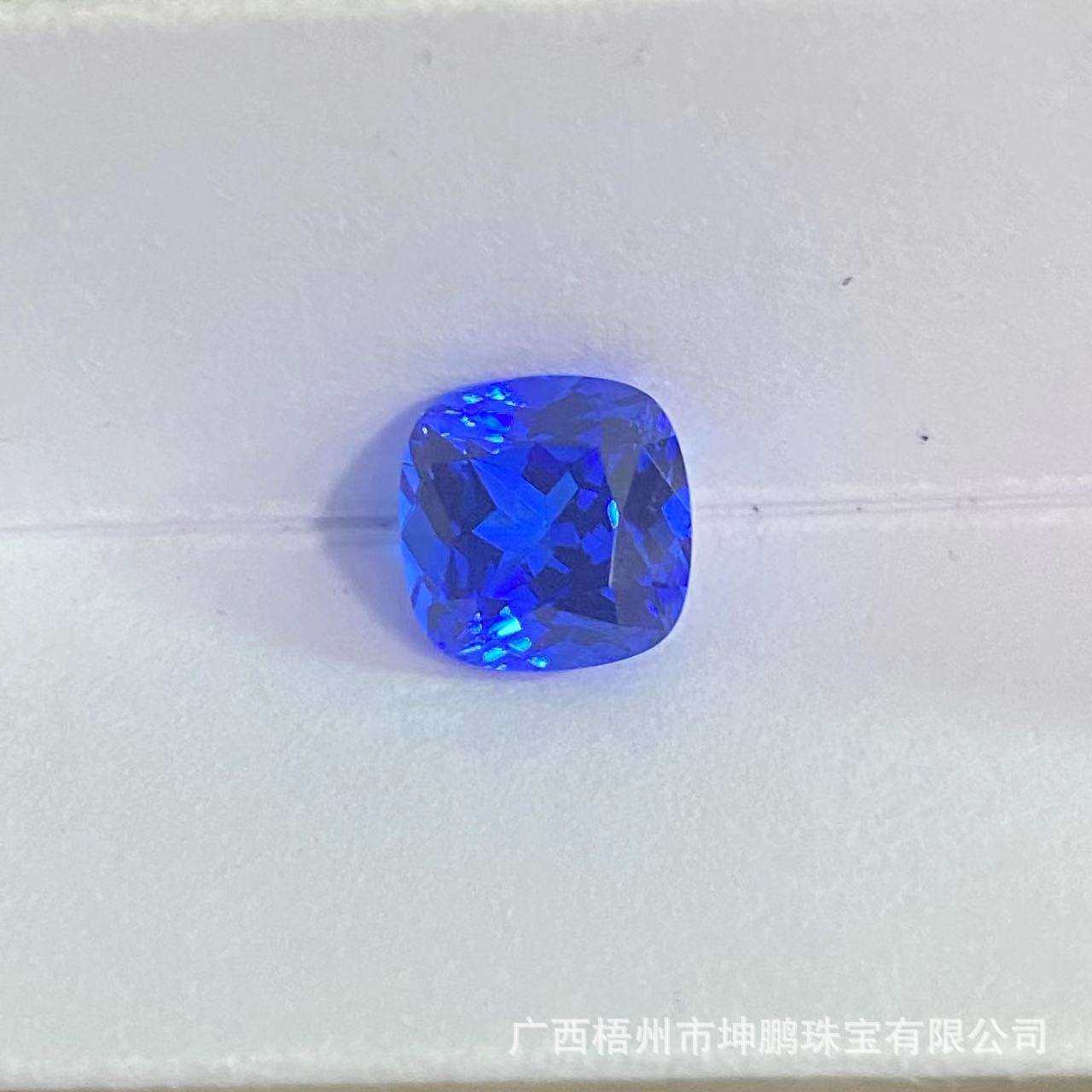 源头工厂矢车菊蓝肥正方实验室培育蓝宝石肥方天然底切割裸石戒面