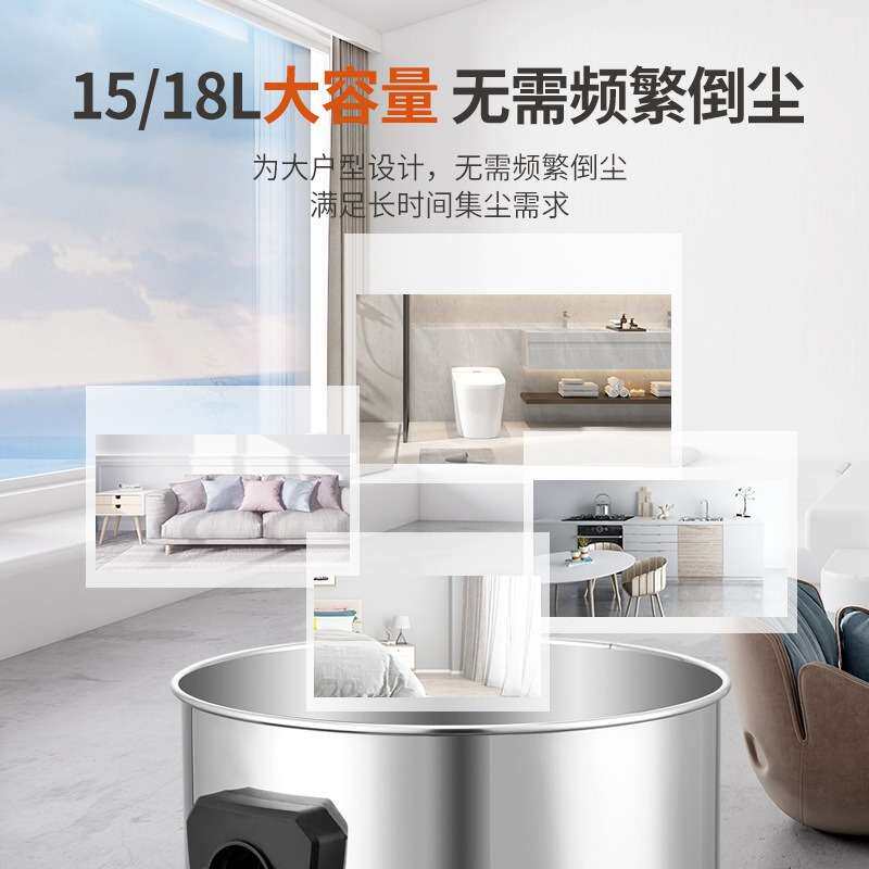 跨境吸尘器家用大功率美缝桶式车载吸尘机干湿吹多用商用大吸力