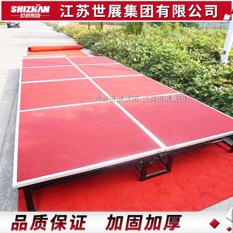 钢铁酒店折叠舞台铝合金带轮活动舞台升降快装婚庆舞台世展厂家