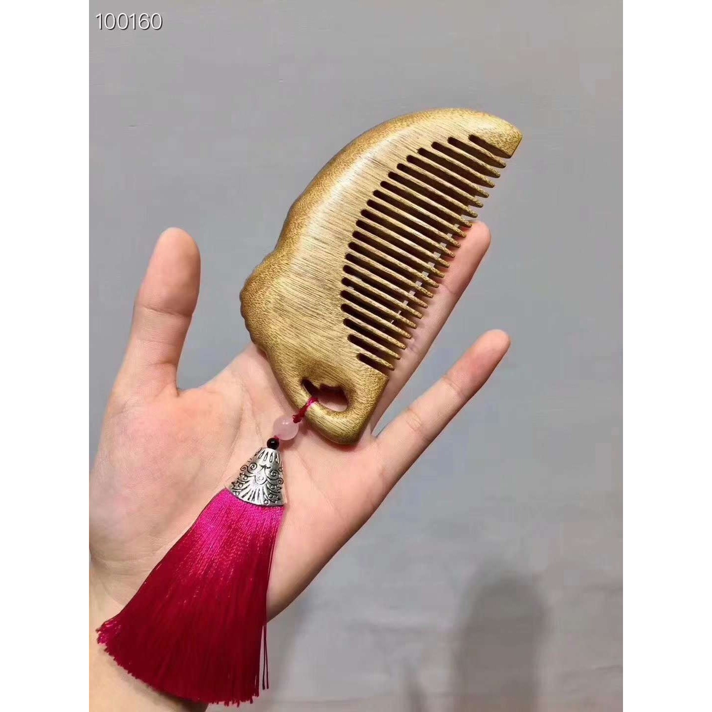 金丝楠拆房老料荷花木梳金丝黄料手工精雕富贵牡丹头梳木质工艺品