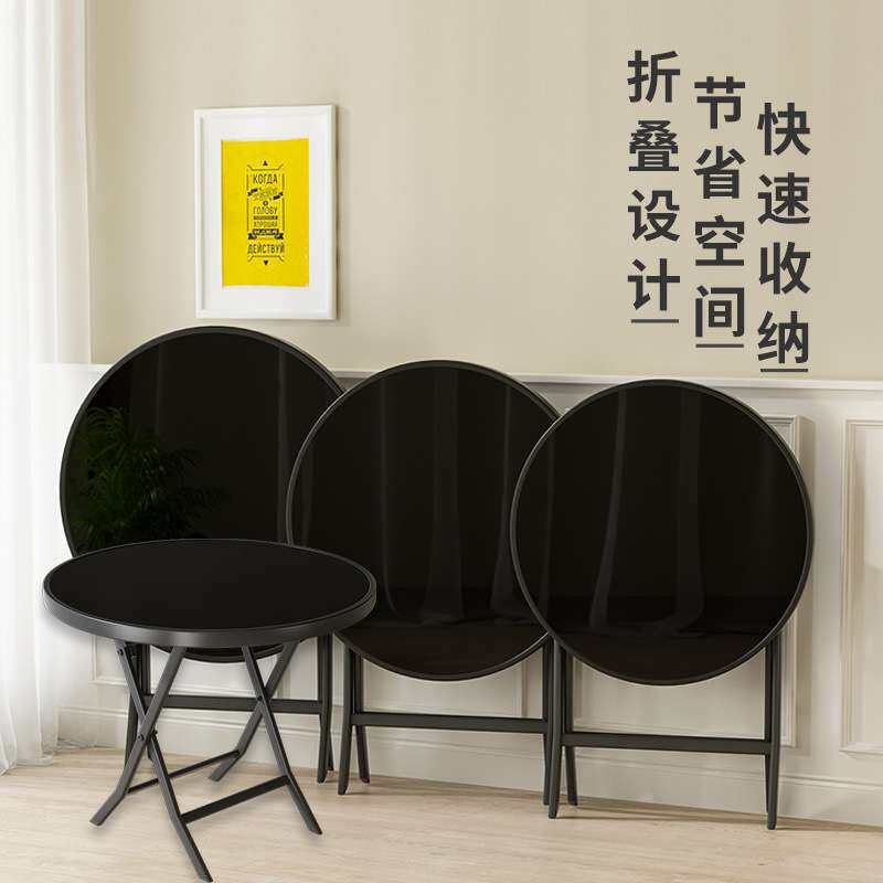 玻璃圆桌钢化玻璃餐桌饭桌家用小户型圆形桌子饭桌休闲小圆桌茶几