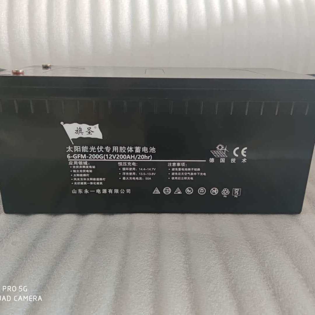 旗圣蓄电池6-GFM-200 12V200AH太阳能光伏发电路灯储能胶体电池