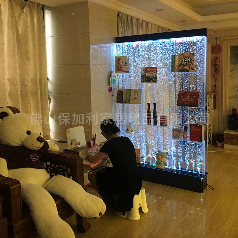 水幕墙酒柜屏风客厅鱼缸装饰 玄关隔断流水墙 亚克力气泡墙加湿墙