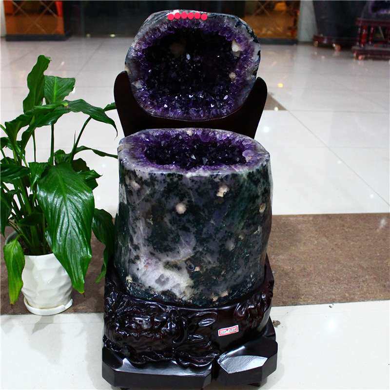 天然紫水晶聚宝盆紫晶洞玛瑙聚宝盆紫水晶洞聚宝盆摆件