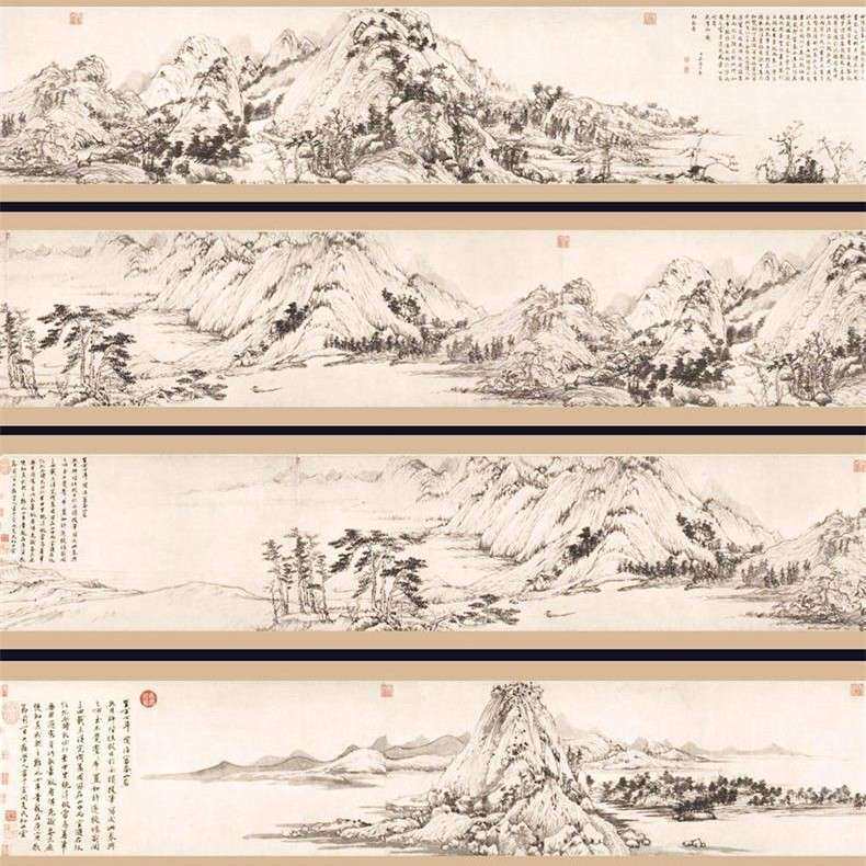 富春山居图国画山水画挂画卷轴古画丝绸装裱山水画钞券防伪送礼