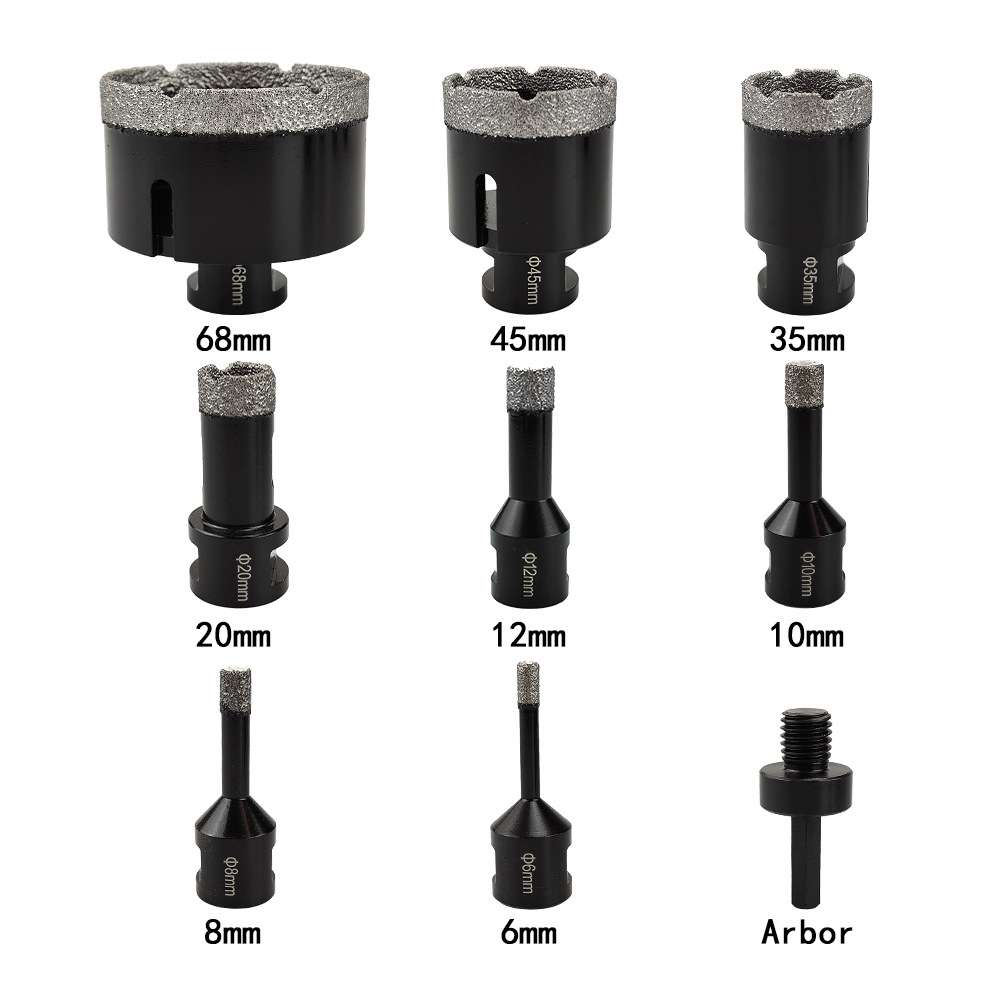 M14螺纹9件套瓷砖切割工具钎焊金刚石钻头大理石孔锯干式钻头