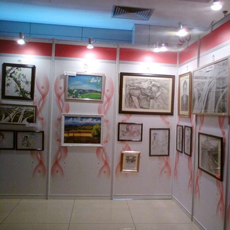 折叠会屏活动挡板双面布博览会画展隔间屏风铝合金八棱柱屏风隔断