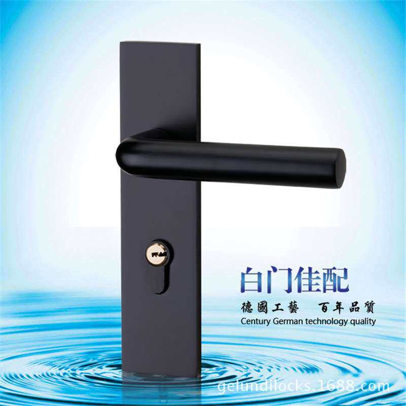 58双轴承机械执手门锁黑色现代简约太空铝执手锁卧室静音机械门锁