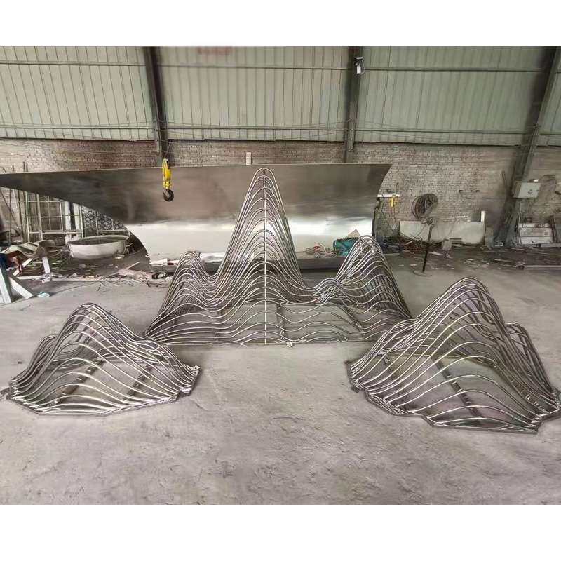 不锈钢荷花荷叶落地摆件室外庭院水池水景装饰莲花金属创意景观