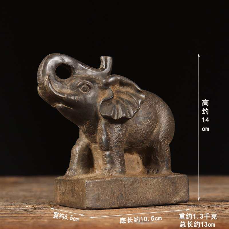 仿古石雕手工民俗石刻青石大象案头石象中式家居装饰复古茶席摆件