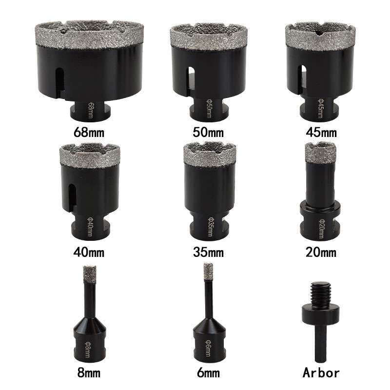 M14螺纹9件套瓷砖切割工具钎焊金刚石钻头大理石孔锯干式钻头