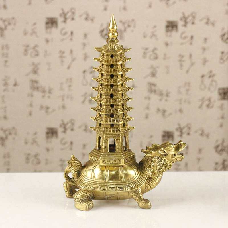 铜龙龟文昌塔摆件铜龟塔9层 金属工艺品摆设
