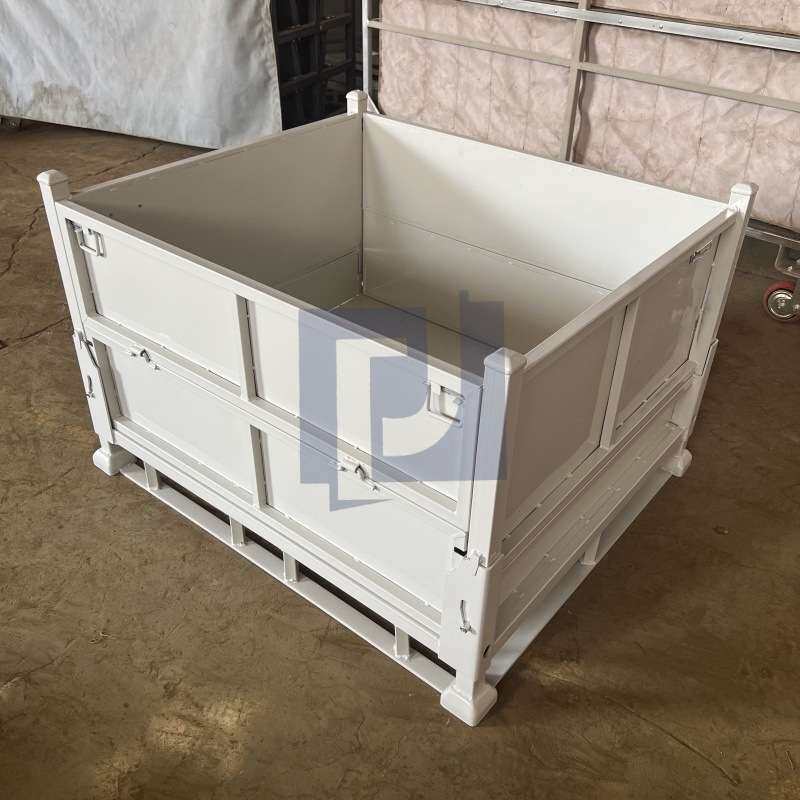 折叠铁屑零件框废料箱金属周转箱钢制周转箱工业铁箱重型料箱车间