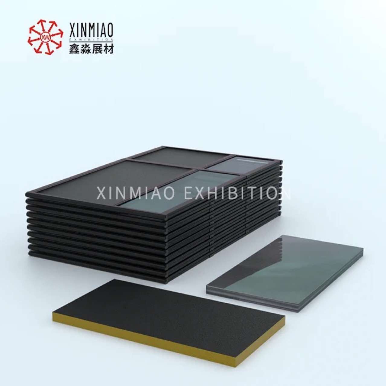 展览展示用折叠款铝合金玻璃展示柜 黑色玻璃展柜精品柜厂家直销