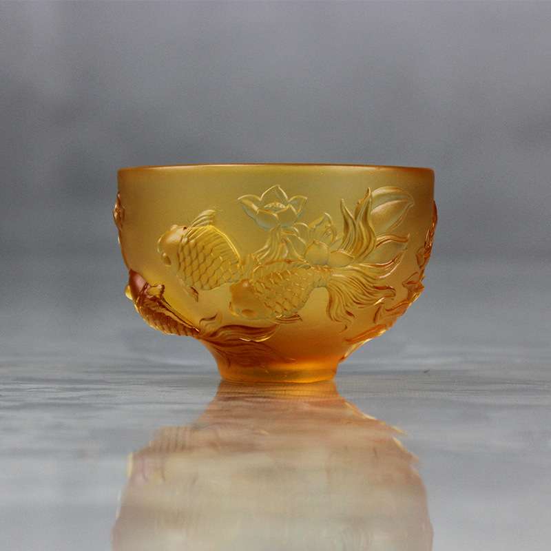 古法琉璃碗一对装保险公司周年庆商务纪念品琉璃餐具茶杯厂家生产