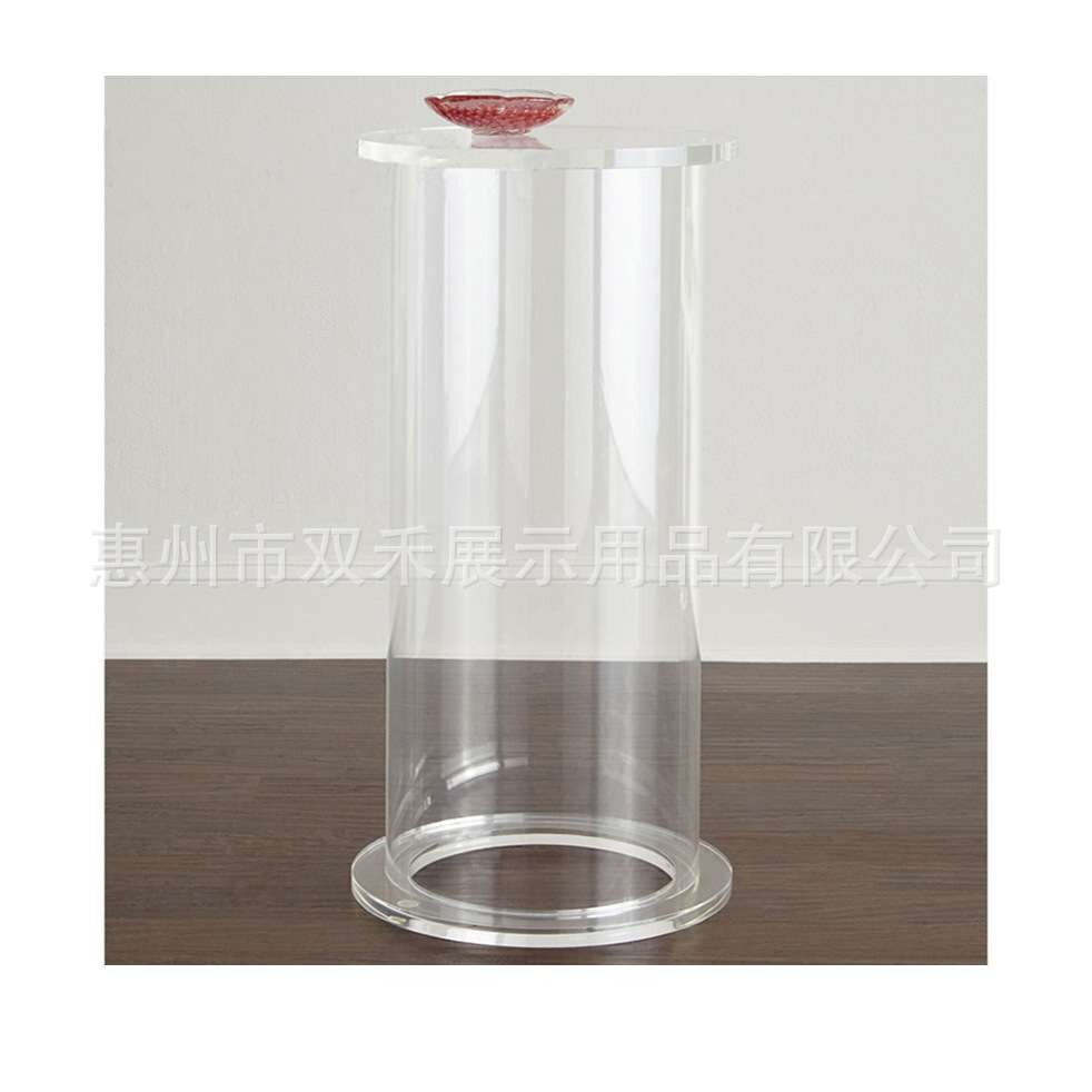 亚克力透明圆柱花架客厅落地水晶置物架雕像与艺术轻奢高级展示台