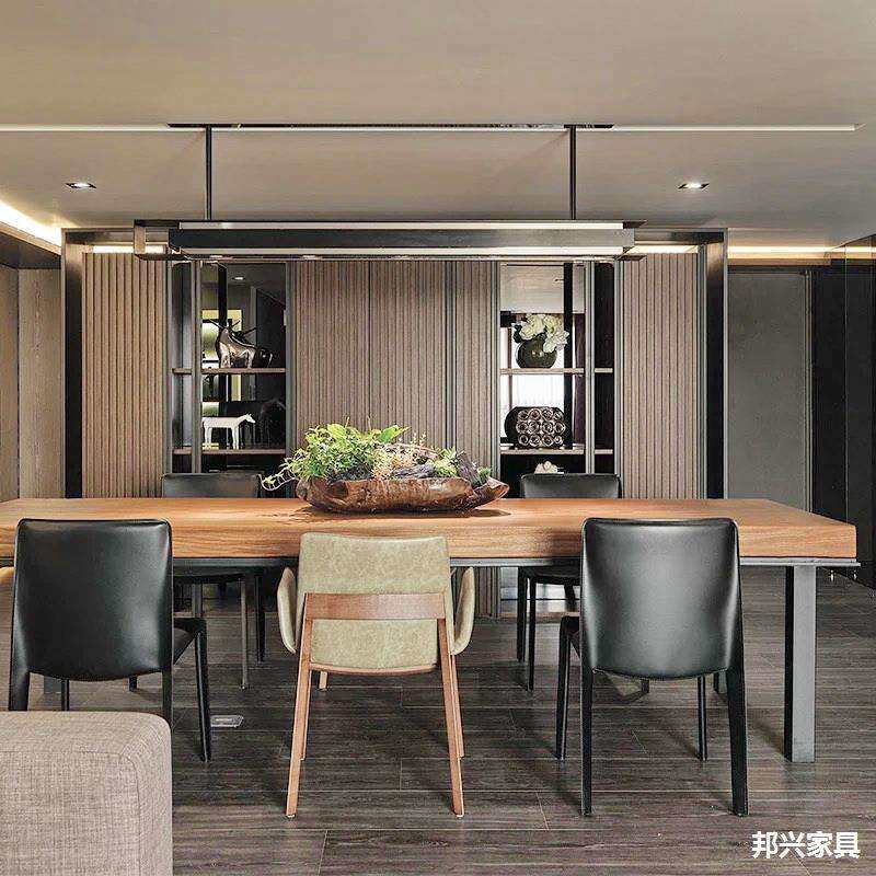 覆古工业风美式loft实木办公桌会议桌长桌长方形现代简约铁艺餐桌