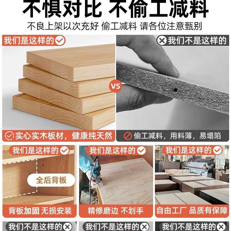 实木书架落地置物架一体靠墙自由组合儿童学生阅读家用书柜收纳柜
