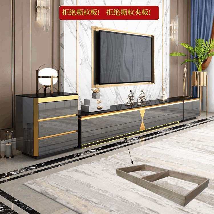 后现代简约玻璃1.6米白色客厅家用电视柜茶几组合轻奢风大小户型