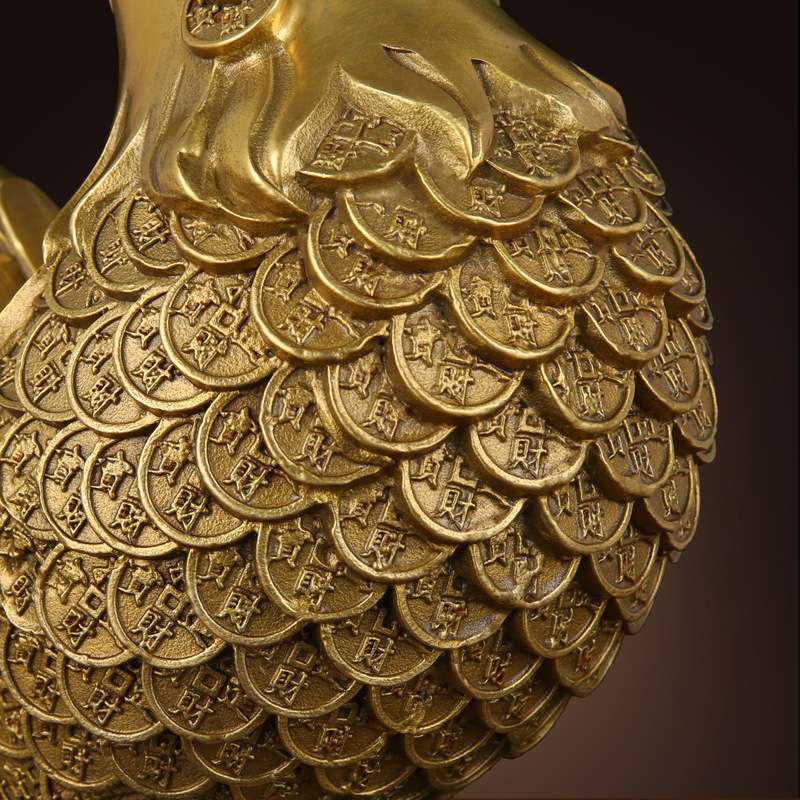 铜器十二生肖鸡工艺品金钱铜公鸡元宝鸡家居摆件厂家直销