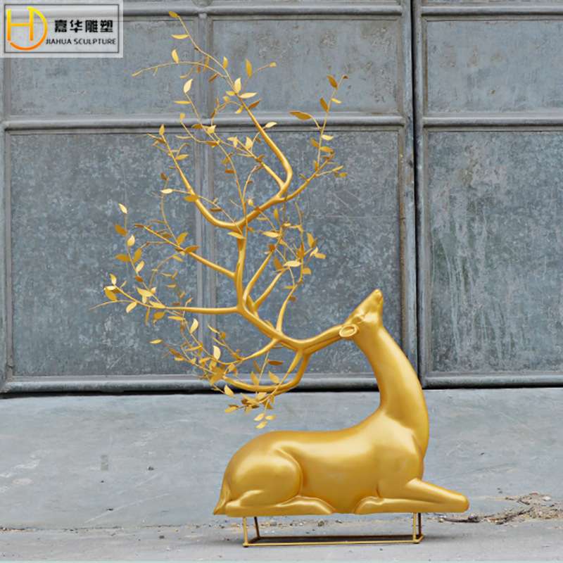 户外仿铜鹿玻璃钢雕塑仿真抽象梅花鹿动物大摆件园林景观装饰小品