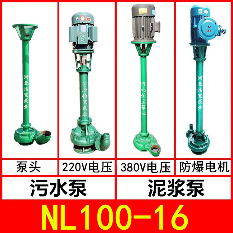 NL100-16泥浆泵立式鱼塘清淤粪便排污泵4寸