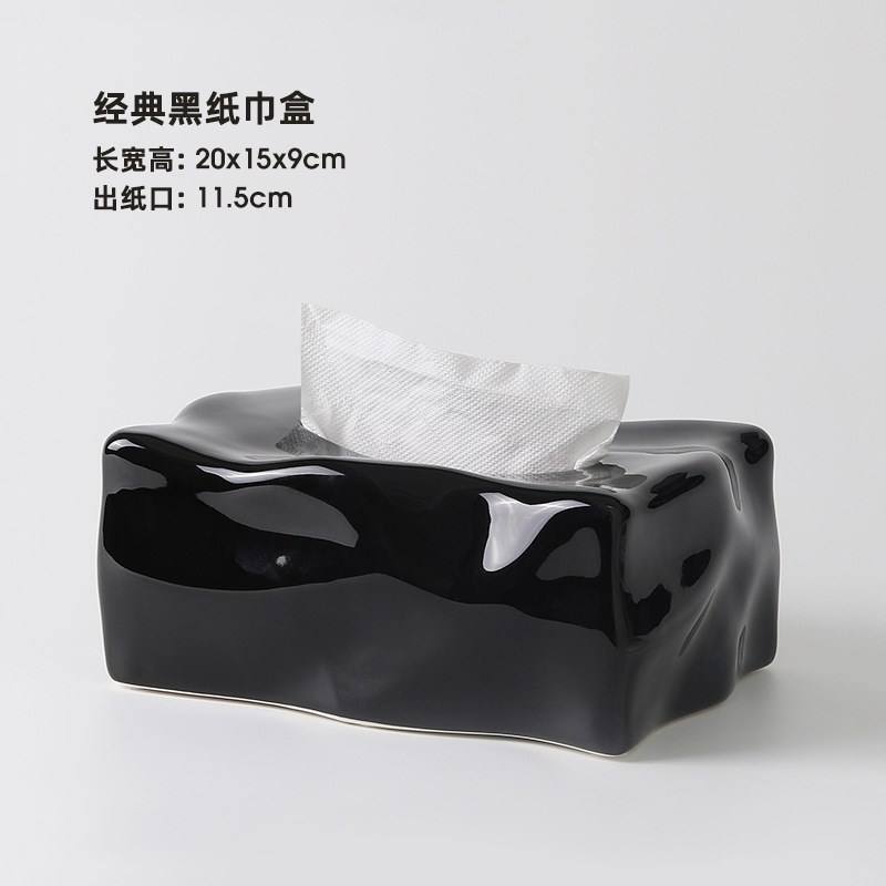 防水陶瓷奶油风纸巾盒客厅轻奢摆件家用现代简约餐桌餐巾纸盒纸抽