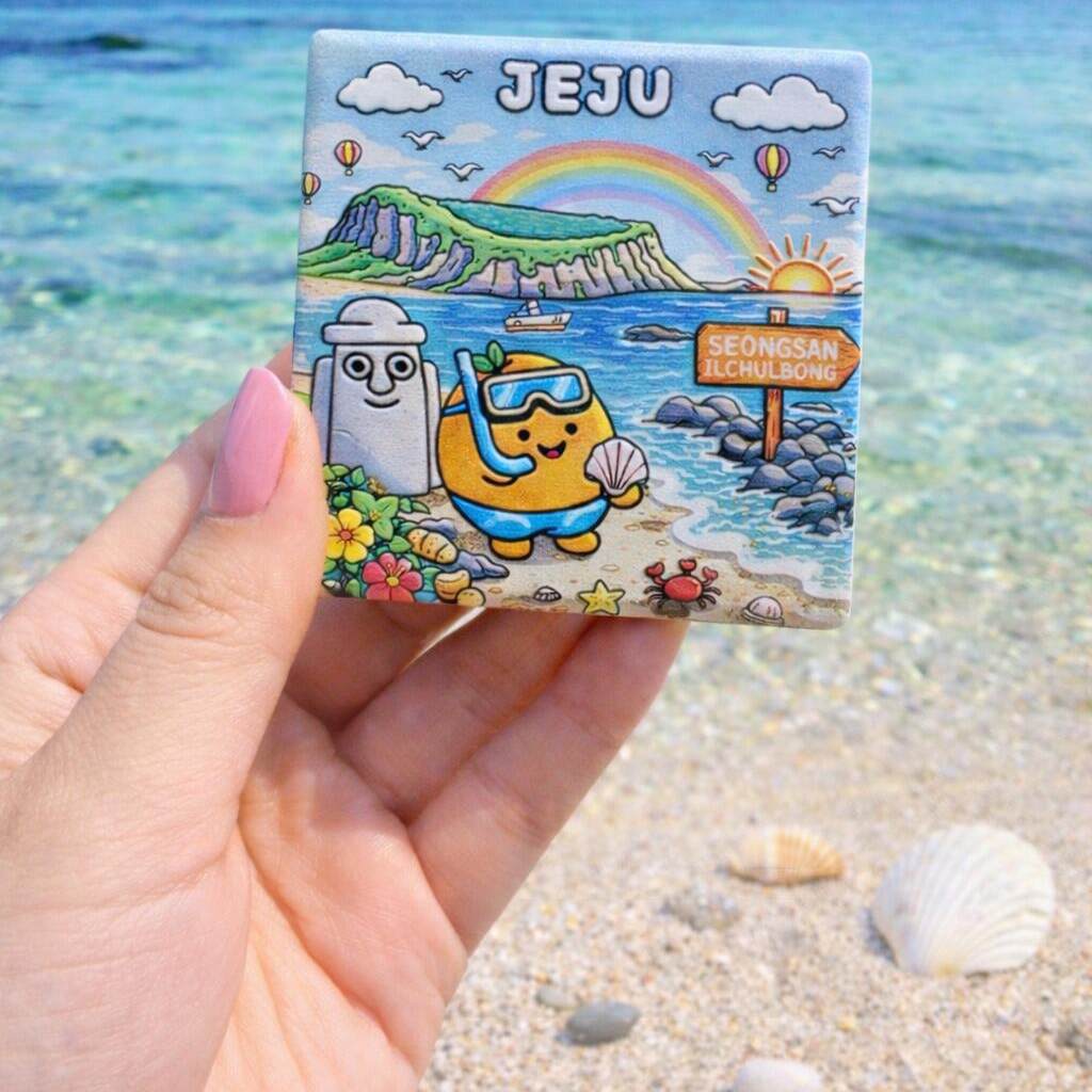 韩国济州岛橘子石头爷爷风景陶瓷美烧浓磁吸冰箱贴旅游收藏纪念品