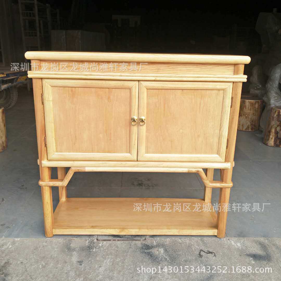 新中式白蜡木玄关柜客厅电视柜餐边柜实木双门茶柜民宿装饰厂直销