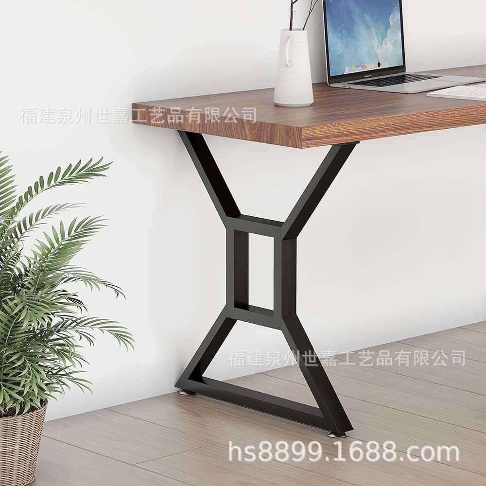 重型铸铁方管台腿黑色 X 形餐桌腿