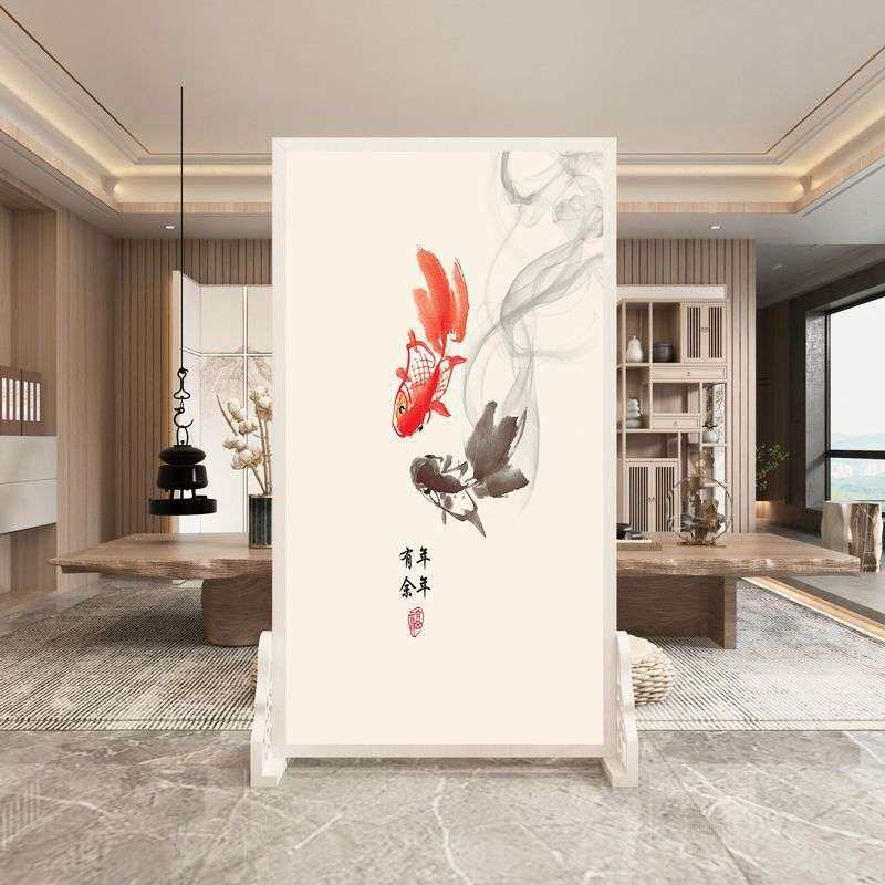 中式简约双面屏风隔断客厅遮挡玄关卧室办公风水旺宅落地座屏