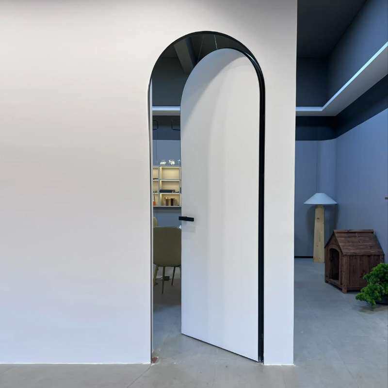 南京工厂全屋简约现代风纯实木玻璃木门椭圆进户门 拱形门圆弧门