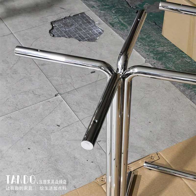 中古风不锈钢桌脚 金属圆桌支架 轻奢十字餐桌腿极简台架台脚定作