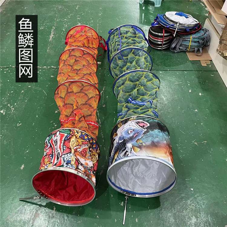 新款鱼鳞涂胶防挂渔护不锈钢圈40 45厘米挂胶单色网黑坑挂胶鱼护