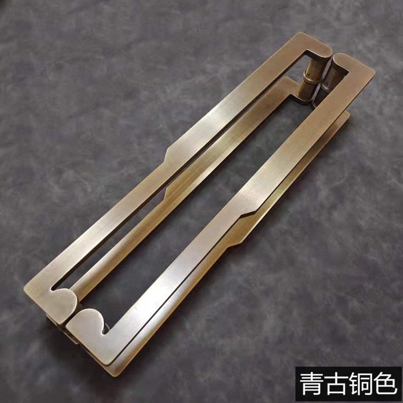 有无门框青古红古玻璃门拉手现代简约黑色木门把手中式大门拉手